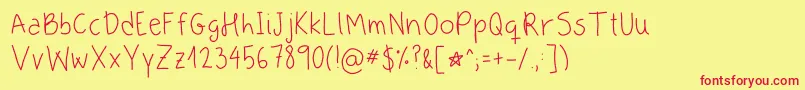 フォントAppleIsMyFavorite – 赤い文字の黄色い背景