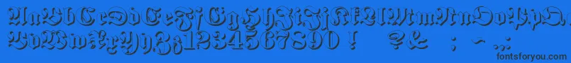 ProclamateEmbossed Font – Black Fonts on Blue Background