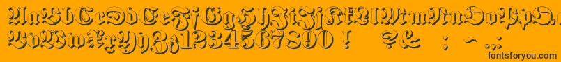 ProclamateEmbossed-Schriftart – Schwarze Schriften auf orangefarbenem Hintergrund