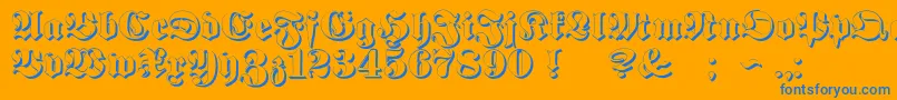 ProclamateEmbossed Font – Blue Fonts on Orange Background