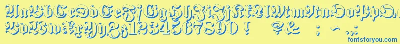 ProclamateEmbossed Font – Blue Fonts on Yellow Background