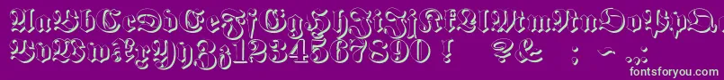 ProclamateEmbossed Font – Green Fonts on Purple Background