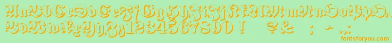 ProclamateEmbossed Font – Orange Fonts on Green Background