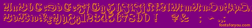 ProclamateEmbossed Font – Orange Fonts on Purple Background