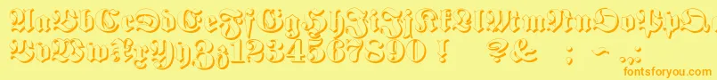 ProclamateEmbossed Font – Orange Fonts on Yellow Background