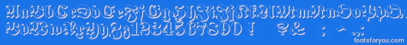 ProclamateEmbossed Font – Pink Fonts on Blue Background