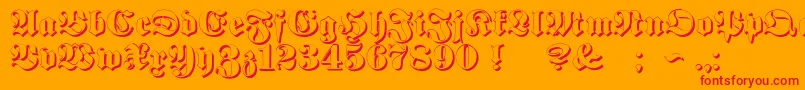 ProclamateEmbossed Font – Red Fonts on Orange Background