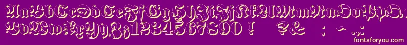 ProclamateEmbossed-Schriftart – Gelbe Schriften auf violettem Hintergrund