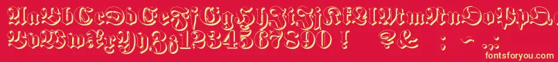 ProclamateEmbossed Font – Yellow Fonts on Red Background