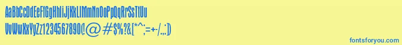 フォントApicallightc – 青い文字が黄色の背景にあります。