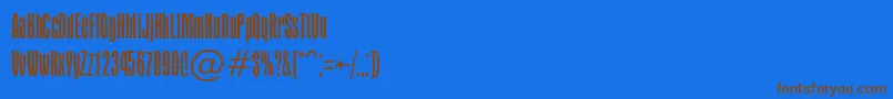 フォントApicallightc – 茶色の文字が青い背景にあります。