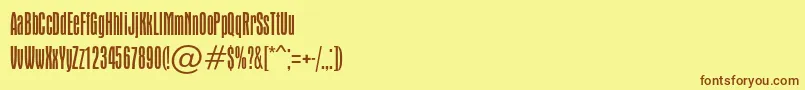 フォントApicallightc – 茶色の文字が黄色の背景にあります。