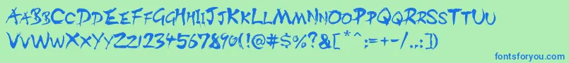 Weitere Informationen zur DistinkingRegular-Schriftart DistinkingRegular-Schriftart – Blaue Schriften auf grünem Hintergrund