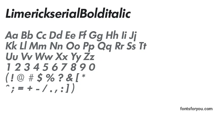 Schriftart LimerickserialBolditalic – Alphabet, Zahlen, spezielle Symbole