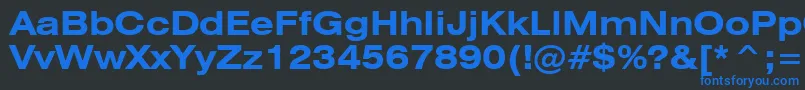Swiss721BoldExtendedBt Font – Blue Fonts on Black Background