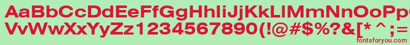 Swiss721BoldExtendedBt Font – Red Fonts on Green Background