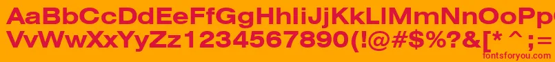 Swiss721BoldExtendedBt Font – Red Fonts on Orange Background
