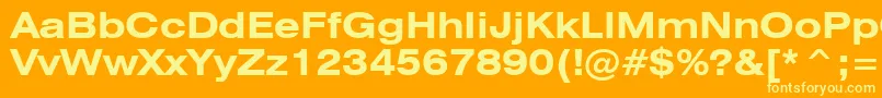 Swiss721BoldExtendedBt Font – Yellow Fonts on Orange Background