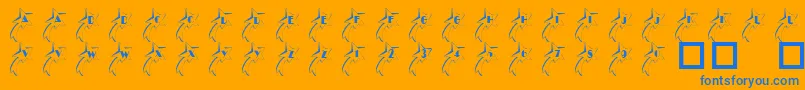 101ShootingStarz-Schriftart – Blaue Schriften auf orangefarbenem Hintergrund