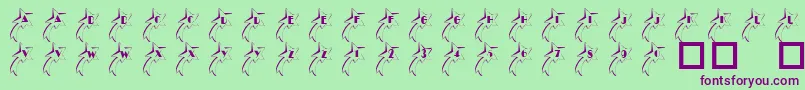 フォント101ShootingStarz – 緑の背景に紫のフォント