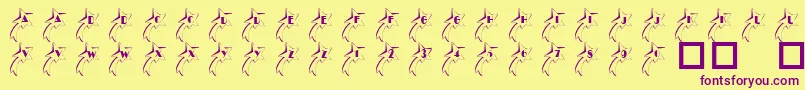 101ShootingStarz-Schriftart – Violette Schriften auf gelbem Hintergrund