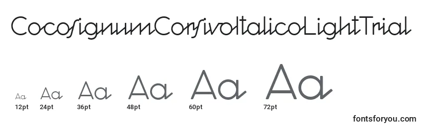Размеры шрифта CocosignumCorsivoItalicoLightTrial