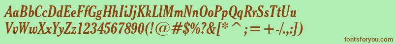 CheltenhamBoldCondensedItalicBt Font – Brown Fonts on Green Background