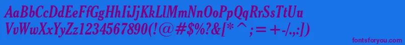CheltenhamBoldCondensedItalicBt Font – Purple Fonts on Blue Background