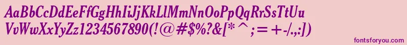 CheltenhamBoldCondensedItalicBt Font – Purple Fonts on Pink Background