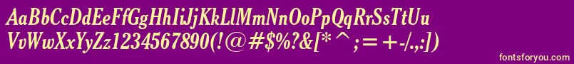 CheltenhamBoldCondensedItalicBt Font – Yellow Fonts on Purple Background