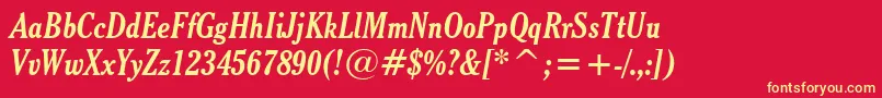 CheltenhamBoldCondensedItalicBt Font – Yellow Fonts on Red Background