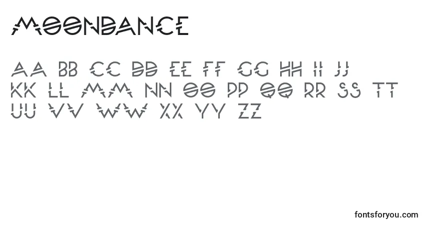 A fonte Moondance – alfabeto, números, caracteres especiais