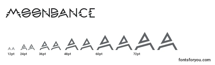 Размеры шрифта Moondance