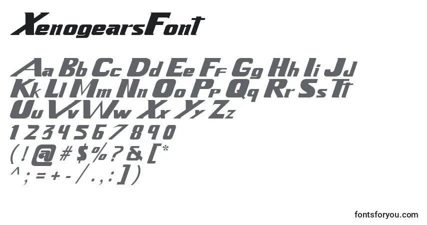 A fonte XenogearsFont – alfabeto, números, caracteres especiais