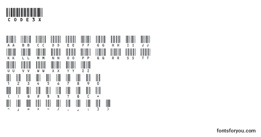 Schriftart Code3x – Alphabet, Zahlen, spezielle Symbole