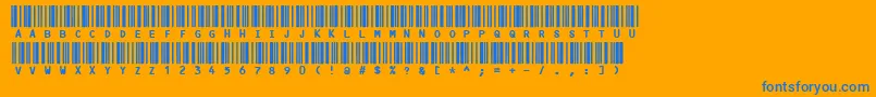Code3x-Schriftart – Blaue Schriften auf orangefarbenem Hintergrund