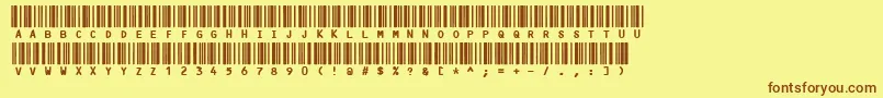 フォントCode3x – 茶色の文字が黄色の背景にあります。