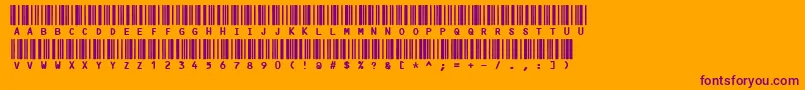 Code3x-Schriftart – Violette Schriften auf orangefarbenem Hintergrund