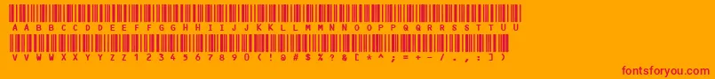 Code3x-Schriftart – Rote Schriften auf orangefarbenem Hintergrund