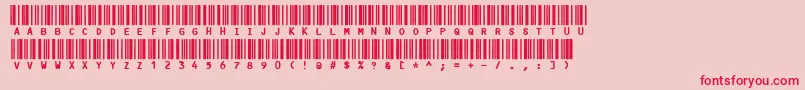 Code3x-fontti – punaiset fontit vaaleanpunaisella taustalla