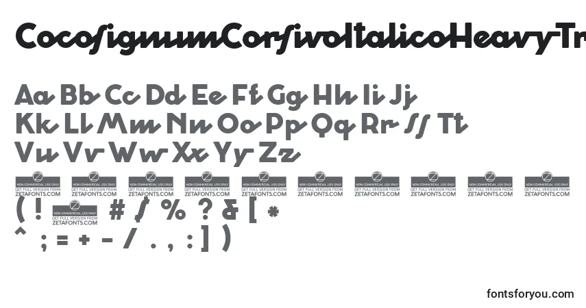 A fonte CocosignumCorsivoItalicoHeavyTrial – alfabeto, números, caracteres especiais