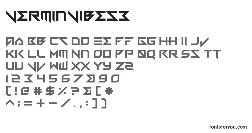 A fonte VerminVibes3 – alfabeto, números, caracteres especiais