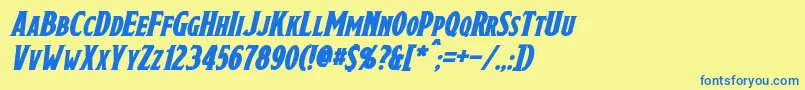 DraconisBoldItalic Font – Blue Fonts on Yellow Background