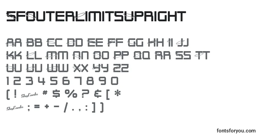 Czcionka SfOuterLimitsUpright – alfabet, cyfry, specjalne znaki