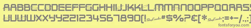 フォントSfOuterLimitsUpright – 黄色の背景に灰色の文字