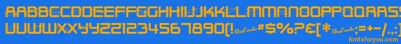 フォントSfOuterLimitsUpright – オレンジ色の文字が青い背景にあります。