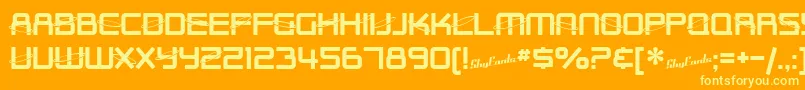フォントSfOuterLimitsUpright – オレンジの背景に黄色の文字