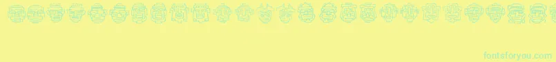 Fe20Faces Font – Green Fonts on Yellow Background