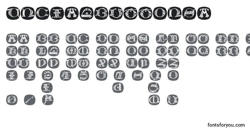 Schriftart Uncialbuttonsa – Alphabet, Zahlen, spezielle Symbole