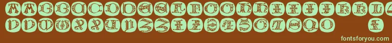 Uncialbuttonsa Font – Green Fonts on Brown Background